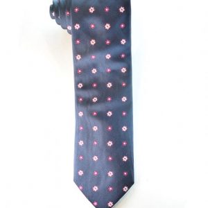 Blue Tie, Flower Tie, Made in Italy Tie