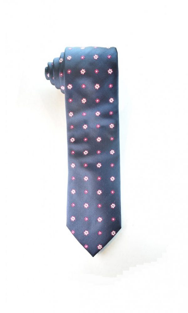 Blue Tie, Flower Tie, Made in Italy Tie