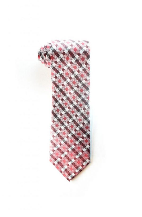 Red white Checked Tie