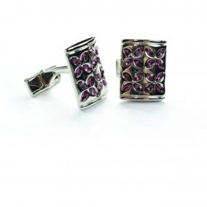 Purple Crystal Flower Cufflinks