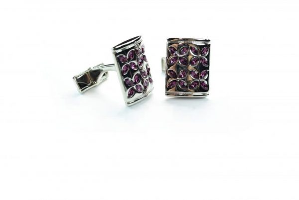 Purple Crystal Flower Cufflinks
