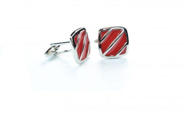 Diagonal Red Cufflinks