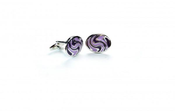 Curved Striped Cufflinks