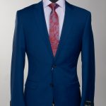 French Blue Sharkskin Suit Slim Fit