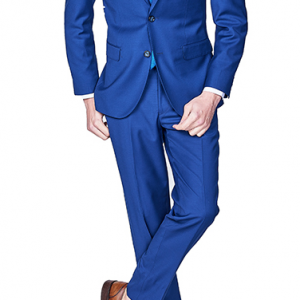 French Blue Sharkskin Suit Slim Fit