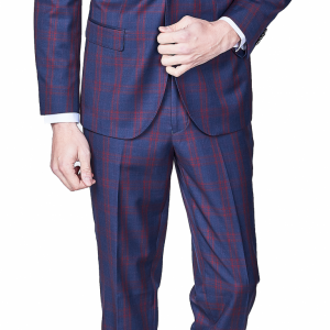 Navy red check Suit Slim Fit