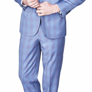 Lite blue lavender check Suit Slim Fit