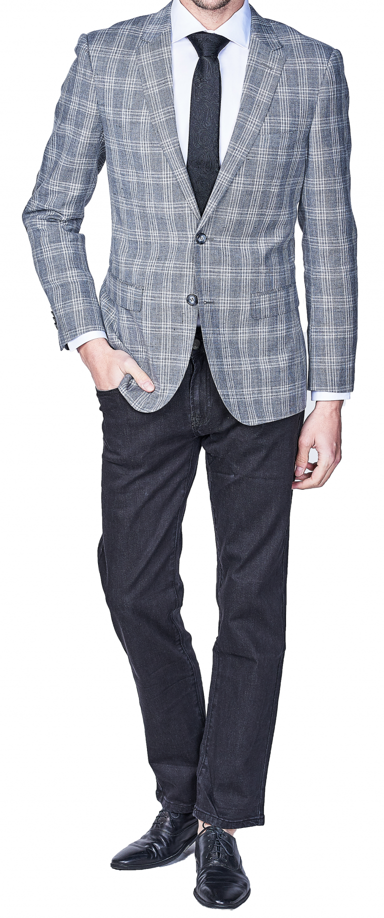 Grey Linen Check Sport Jacket