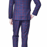 Navy red check Suit Slim Fit - Image 4