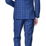 Blue Check 3 Piece Suit Slim Fit - Image 3
